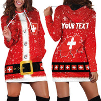 Personalized Swiss Christmas - Designed in Santa Suit Hoodie Dress - Wonder Print Shop