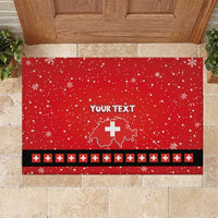 Personalized Swiss Christmas - Designed in Santa Suit Rubber Doormat - Wonder Print Shop
