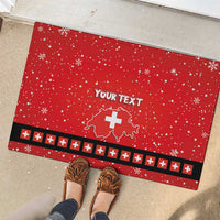 Personalized Swiss Christmas - Designed in Santa Suit Rubber Doormat - Wonder Print Shop