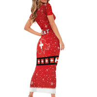 Personalized Swiss Christmas - Designed in Santa Suit Short Sleeve Bodycon Dress - Wonder Print Shop