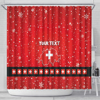 Personalized Swiss Christmas - Designed in Santa Suit Shower Curtain