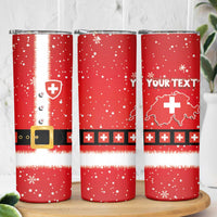 Personalized Swiss Christmas - Designed in Santa Suit Skinny Tumbler - Wonder Print Shop