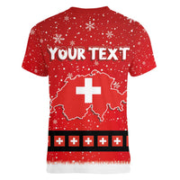 Personalized Swiss Christmas - Designed in Santa Suit Women V-Neck T-Shirt - Wonder Print Shop