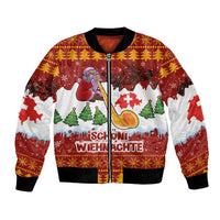 Swiss Santa Plays The Alphorn Christmas Bomber Jacket The Matterhorn with Christmas Elements - Wonder Print Shop