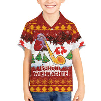 Swiss Santa Plays The Alphorn Christmas Family Matching Off Shoulder Maxi Dress and Hawaiian Shirt The Matterhorn with Christmas Elements - Wonder Print Shop