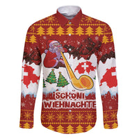 Swiss Santa Plays The Alphorn Christmas Family Matching Short Sleeve Bodycon Dress and Hawaiian Shirt The Matterhorn with Christmas Elements - Wonder Print Shop