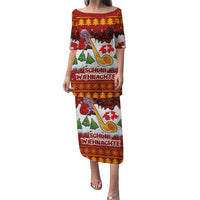 Swiss Santa Plays The Alphorn Christmas Puletasi The Matterhorn with Christmas Elements - Wonder Print Shop