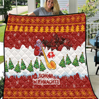 Swiss Santa Plays The Alphorn Christmas Quilt The Matterhorn with Christmas Elements - Wonder Print Shop