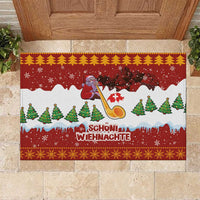 Swiss Santa Plays The Alphorn Christmas Rubber Doormat The Matterhorn with Christmas Elements - Wonder Print Shop