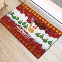 Swiss Santa Plays The Alphorn Christmas Rubber Doormat The Matterhorn with Christmas Elements - Wonder Print Shop