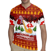 Swiss Santa Plays The Alphorn Christmas Rugby Jersey The Matterhorn with Christmas Elements - Wonder Print Shop