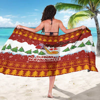 Swiss Santa Plays The Alphorn Christmas Sarong The Matterhorn with Christmas Elements - Wonder Print Shop