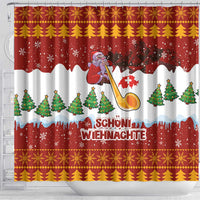 Swiss Santa Plays The Alphorn Christmas Shower Curtain The Matterhorn with Christmas Elements