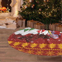 Swiss Santa Plays The Alphorn Christmas Tree Skirt The Matterhorn with Christmas Elements - Wonder Print Shop