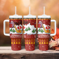 Swiss Santa Plays The Alphorn Christmas Tumbler With Handle The Matterhorn with Christmas Elements - Wonder Print Shop