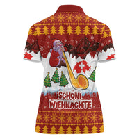Swiss Santa Plays The Alphorn Christmas Women Polo Shirt The Matterhorn with Christmas Elements - Wonder Print Shop
