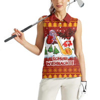 Swiss Santa Plays The Alphorn Christmas Women Sleeveless Polo Shirt The Matterhorn with Christmas Elements - Wonder Print Shop
