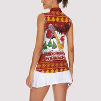 Swiss Santa Plays The Alphorn Christmas Women Sleeveless Polo Shirt The Matterhorn with Christmas Elements - Wonder Print Shop