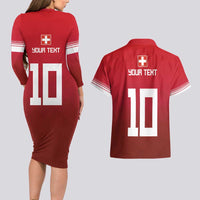 Custom Swiss Football Jersey for The Champions Couples Matching Long Sleeve Bodycon Dress and Hawaiian Shirt LT03