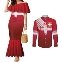 Custom Swiss Football Jersey for The Champions Couples Matching Mermaid Dress and Long Sleeve Button Shirt LT03
