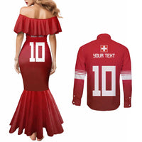 Custom Swiss Football Jersey for The Champions Couples Matching Mermaid Dress and Long Sleeve Button Shirt LT03