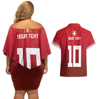 Custom Swiss Football Jersey for The Champions Couples Matching Off Shoulder Short Dress and Hawaiian Shirt LT03