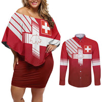 Custom Swiss Football Jersey for The Champions Couples Matching Off Shoulder Short Dress and Long Sleeve Button Shirt LT03