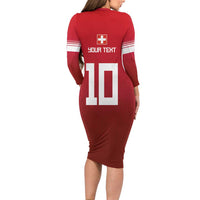 Custom Swiss Football Jersey for The Champions Family Matching Long Sleeve Bodycon Dress and Hawaiian Shirt LT03