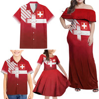 Custom Swiss Football Jersey for The Champions Family Matching Off Shoulder Maxi Dress and Hawaiian Shirt LT03