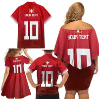 Custom Swiss Football Jersey for The Champions Family Matching Off Shoulder Short Dress and Hawaiian Shirt LT03