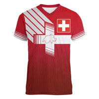Custom Swiss Football Jersey for The Champions Women V-Neck T-Shirt LT03