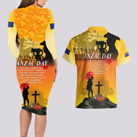 Australia ANZAC Day Couples Matching Long Sleeve Bodycon Dress and Hawaiian Shirt Gallipoli Lest We Forget - Wonder Print Shop
