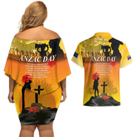 Australia ANZAC Day Couples Matching Off Shoulder Short Dress and Hawaiian Shirt Gallipoli Lest We Forget - Wonder Print Shop