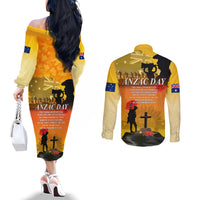 Australia ANZAC Day Couples Matching Off The Shoulder Long Sleeve Dress and Long Sleeve Button Shirt Gallipoli Lest We Forget