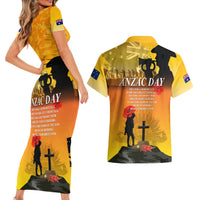 Australia ANZAC Day Couples Matching Short Sleeve Bodycon Dress and Hawaiian Shirt Gallipoli Lest We Forget - Wonder Print Shop