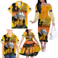 Australia ANZAC Day Family Matching Off Shoulder Long Sleeve Dress and Hawaiian Shirt Gallipoli Lest We Forget - Wonder Print Shop