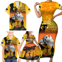 Australia ANZAC Day Family Matching Short Sleeve Bodycon Dress and Hawaiian Shirt Gallipoli Lest We Forget - Wonder Print Shop