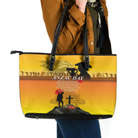 Australia ANZAC Day Leather Tote Bag Gallipoli Lest We Forget - Wonder Print Shop