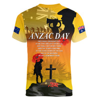 Australia ANZAC Day Women V Neck T Shirt Gallipoli Lest We Forget - Wonder Print Shop