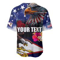 Personalised United States and American Samoa Baseball Jersey Bald Eagle Rose and Hibiscus Flower - Wonder Print Shop
