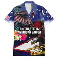 Personalised United States and American Samoa Hawaiian Shirt Bald Eagle Rose and Hibiscus Flower - Wonder Print Shop