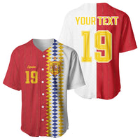Spain Football 2026 Custom Baseball Jersey La Roja Red and White Split