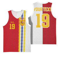 Spain Football 2026 Custom Basketball Jersey La Roja Red and White Split