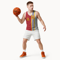 Spain Football 2026 Custom Basketball Jersey La Roja Red and White Split