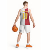 Spain Football 2026 Custom Basketball Jersey La Roja Red and White Split