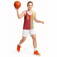 Spain Football 2026 Custom Basketball Jersey La Roja Red and White Split