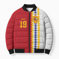 Spain Football 2026 Custom Bomber Puffer Jacket La Roja Red and White Split