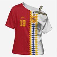 Spain Football 2026 Custom Cross Shoulder Shirt La Roja Red and White Split