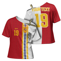 Spain Football 2026 Custom Cross Shoulder Shirt La Roja Red and White Split