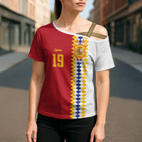 Spain Football 2026 Custom Cross Shoulder Shirt La Roja Red and White Split